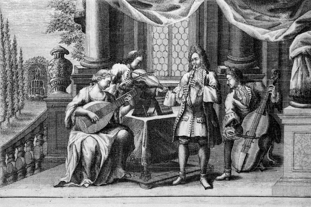 Detail of Chamber Music Being Played in Dutch Castle by Anonymous