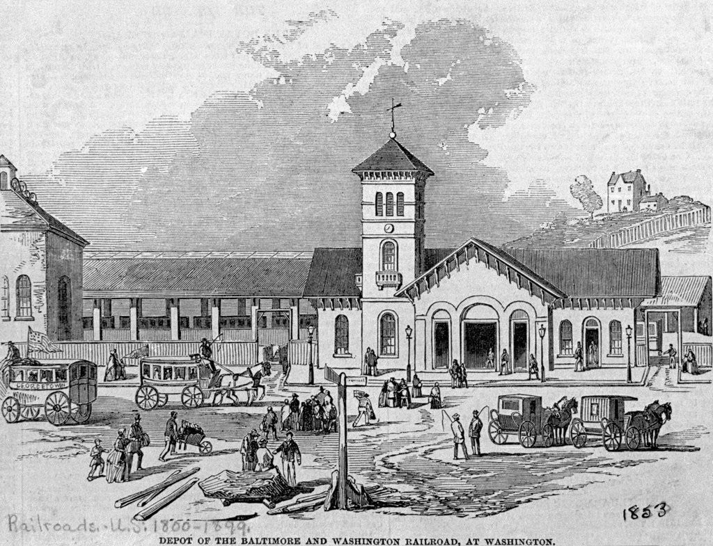 Detail of View of People in Railroad Station by Anonymous