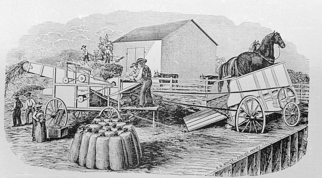 Detail of Illustration of Threshing Machinery by Anonymous