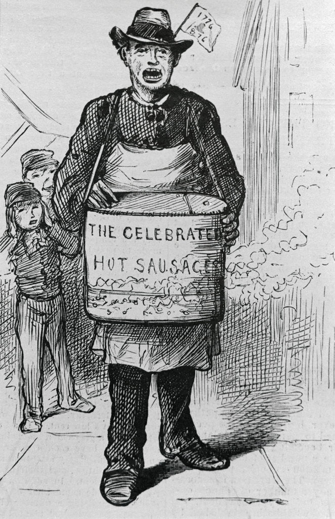 Detail of Vendor Holding Hot Dog Container by Corbis