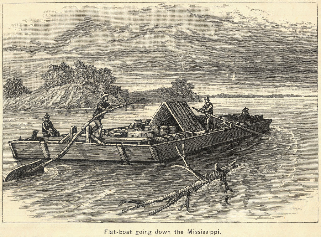 Detail of Flat Boat Going Down The Mississippi by Anonymous