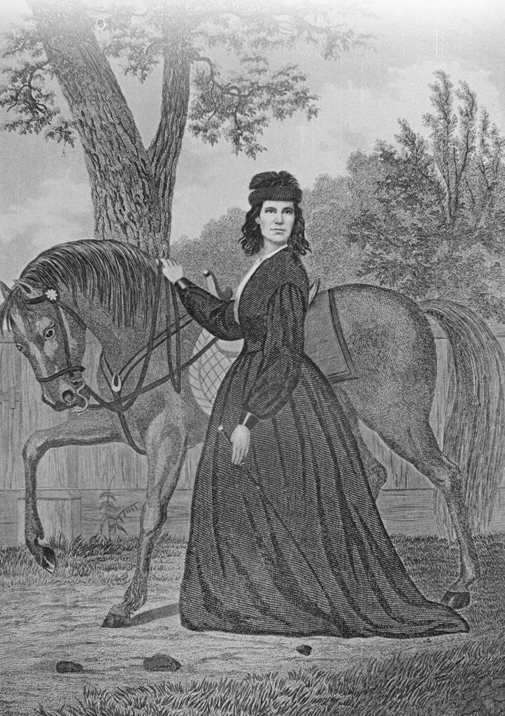 Detail of Emma Edmonds Standing with Horse by Anonymous
