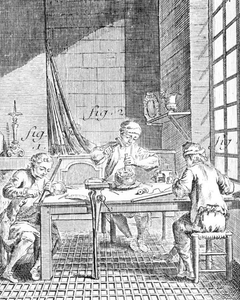 Detail of Illustration of Silversmith Working by Corbis