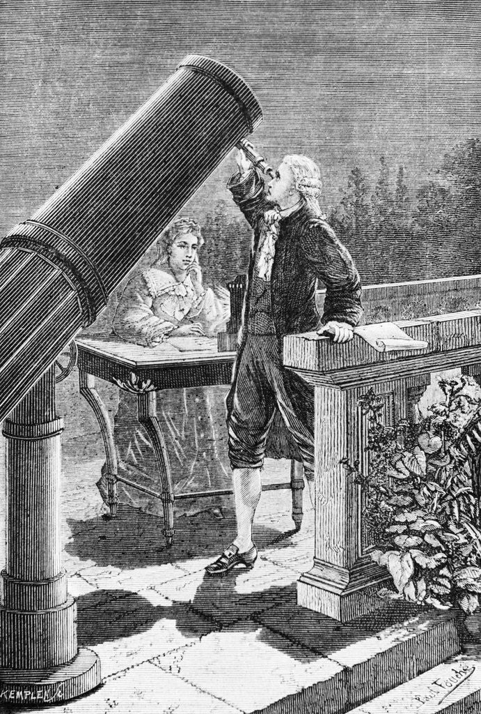Detail of William Herschel with Sister Caroline Lucretia by Anonymous