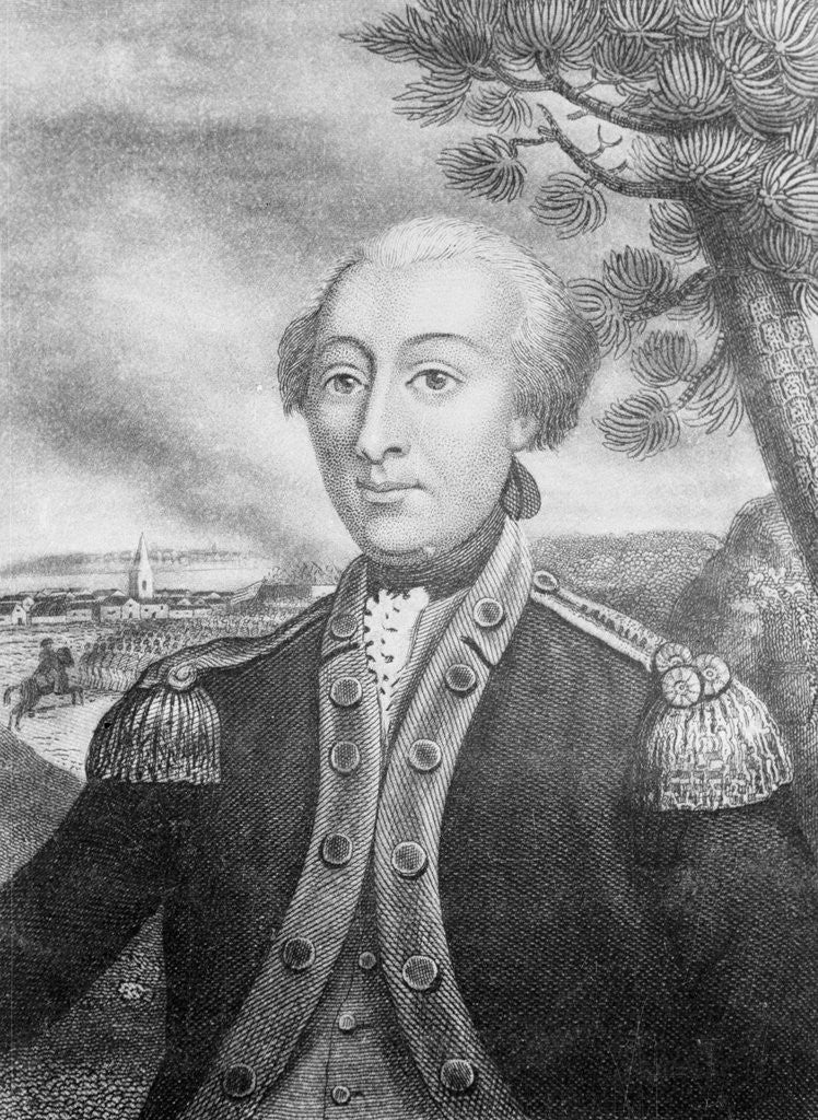 Detail of Portrait of Marquis de Lafayette During Revolution by Anonymous