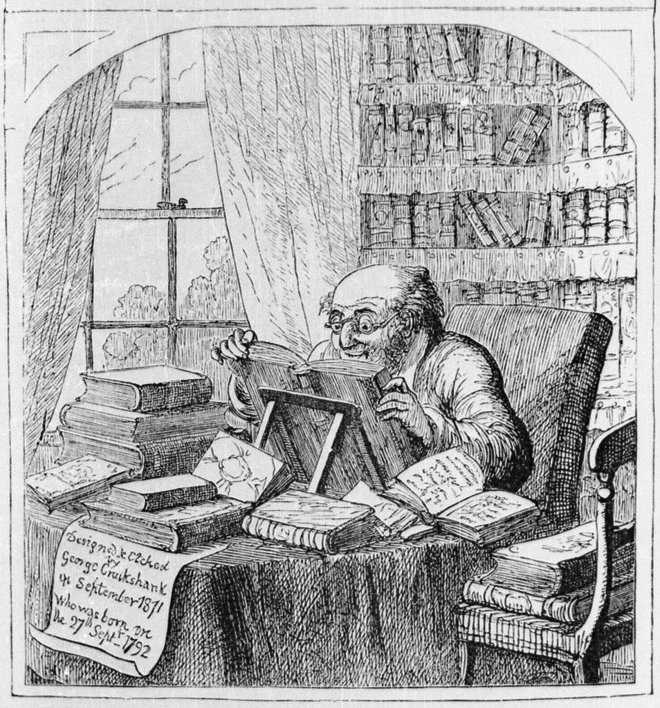 Detail of Bibliomaniac by George Cruickshank