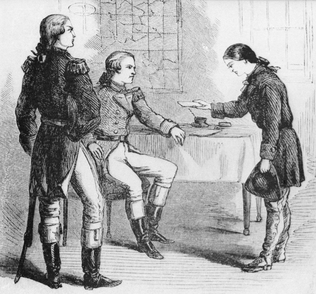 Detail of Deborah Sampson Presenting Letter to General Washington by Anonymous