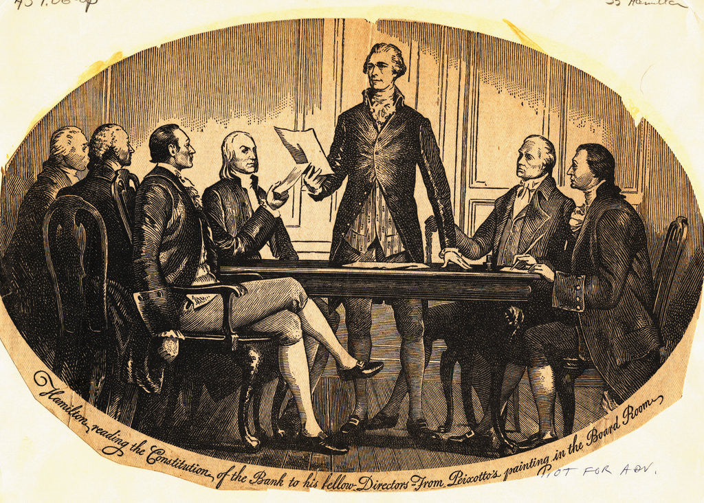 Alexander Hamilton Reading Bank Constitution to Fellow Directors