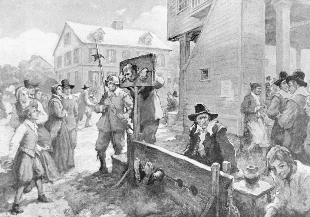 Detail of Pillory at Old Boston Town House Square Circa 1657 by Anonymous