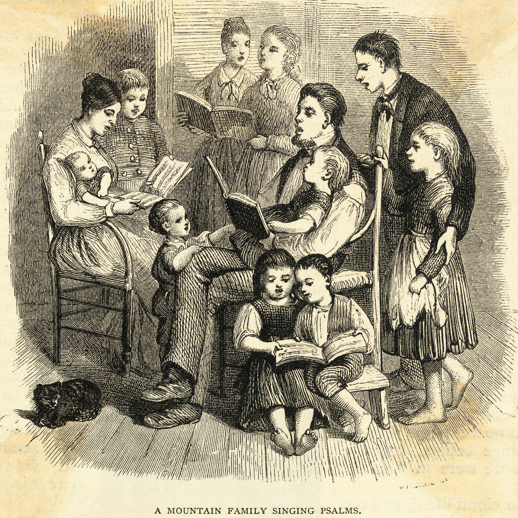 Detail of Minister and His Family Singing Hymns from Books by Anonymous