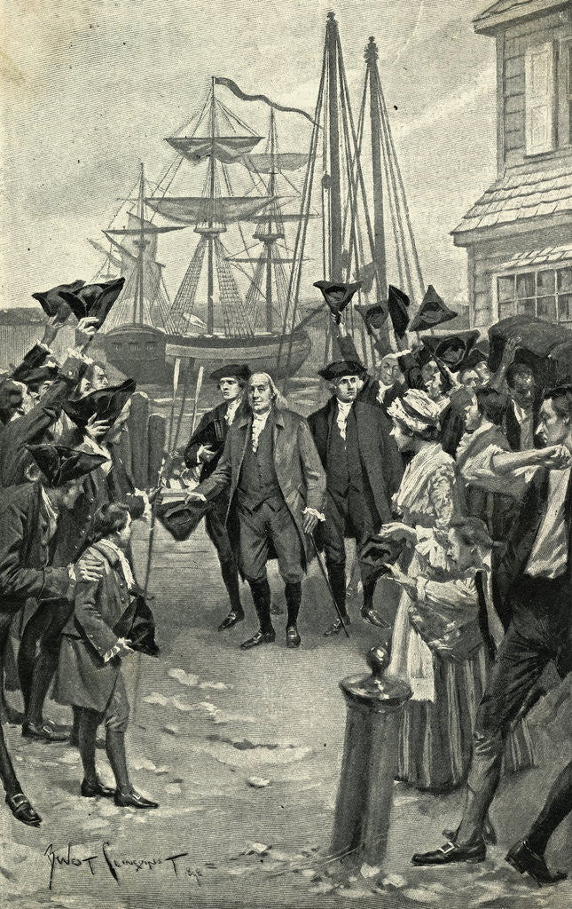 Detail of Illustration of Benjamin Franklin's Return to Philadelphia by Benjamin West Clinedinst