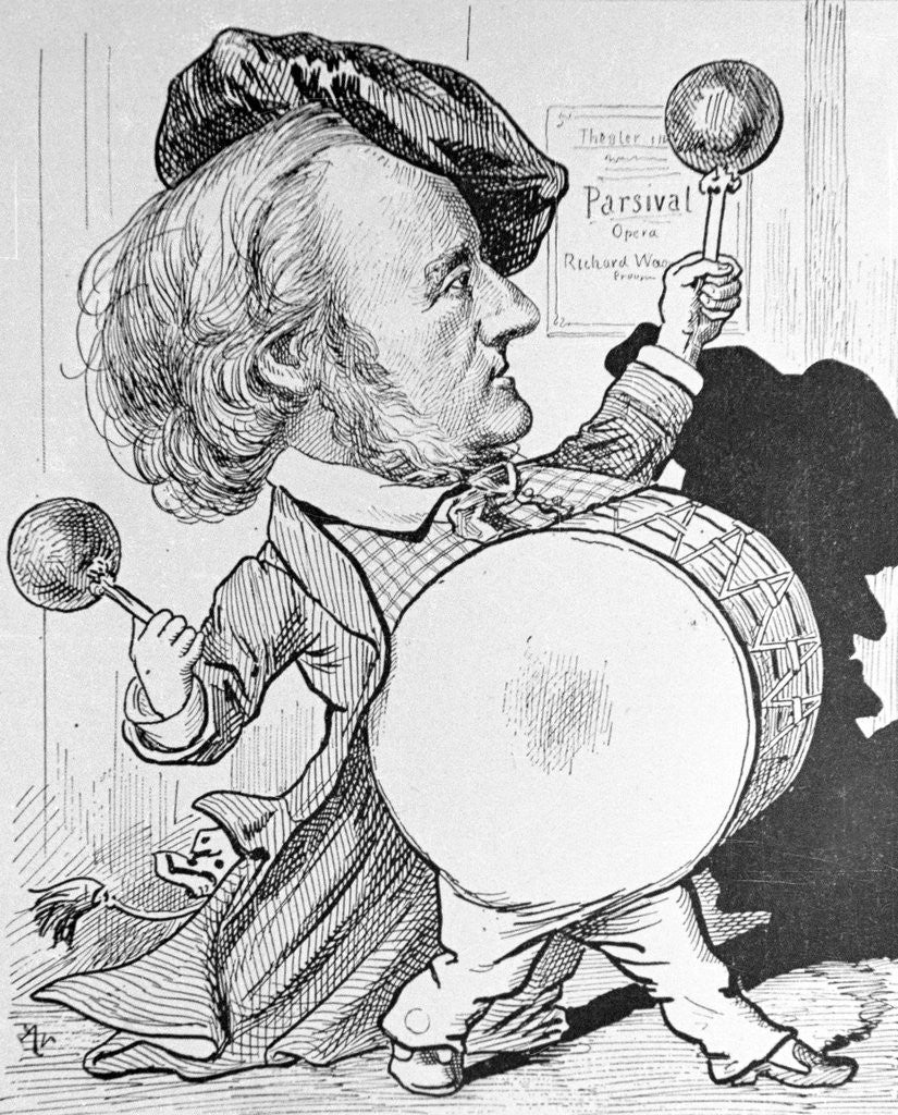 Detail of Cartoon of Richard Wagner Banging a Drum by Anonymous