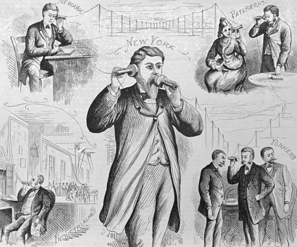 Detail of People Using Early Telephone by Anonymous