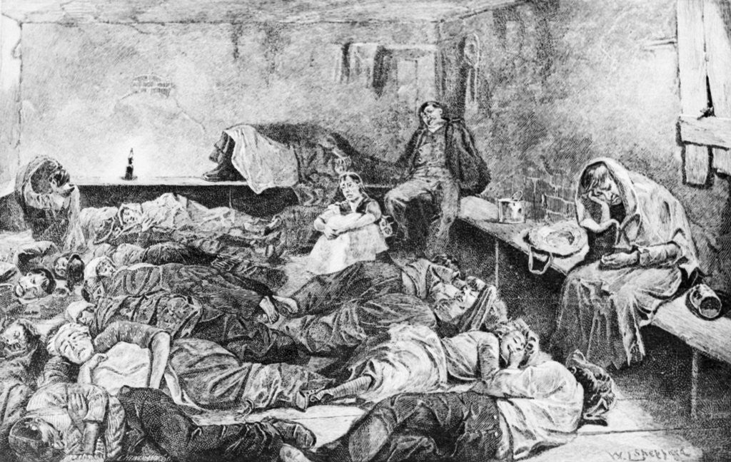 Detail of Illustration of 19th Century Lodging in the Bowery by Anonymous