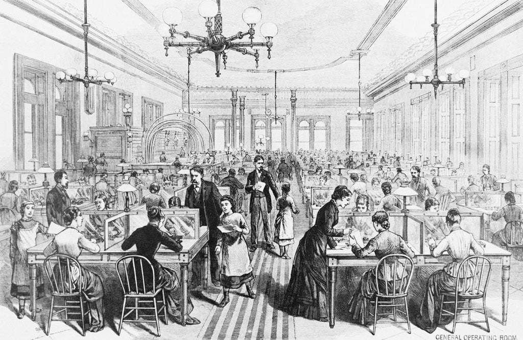 Detail of Illustration of the Western Union Telegraph Co. in 1881 by Anonymous