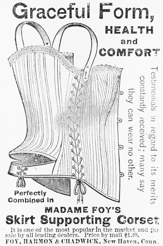 Detail of Advertisement for Madame Foy's Skirt Supporting Corset by Corbis