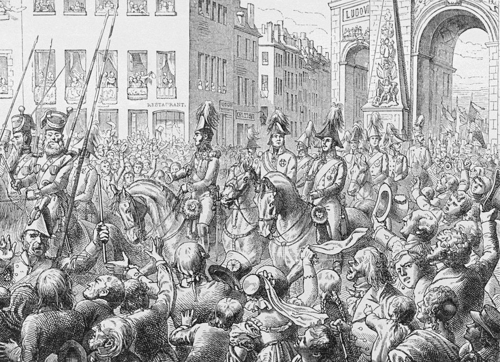Detail of Francis II with Frederick Wilhelm and Alexander I Galloping Threw Town by Anonymous