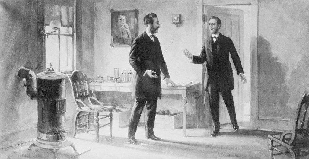 Detail of Painting of Alexander Graham Bell and Thomas A. Watson by Anonymous