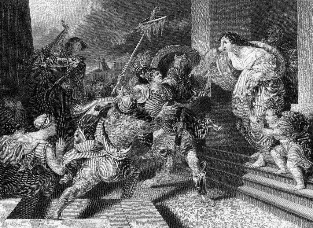 Detail of Engraving of the Arrival of Eucles by Anonymous