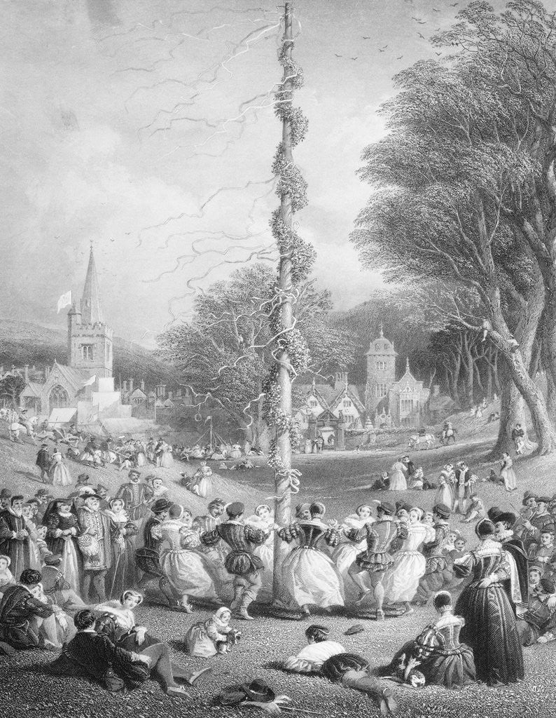 Detail of Merry Makers Dancing Around May Pole by Anonymous