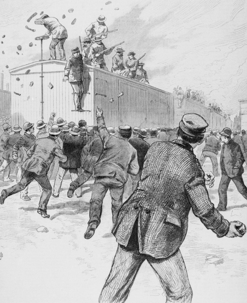 Detail of Railroad Strikers Displaying Negative Actions by Anonymous