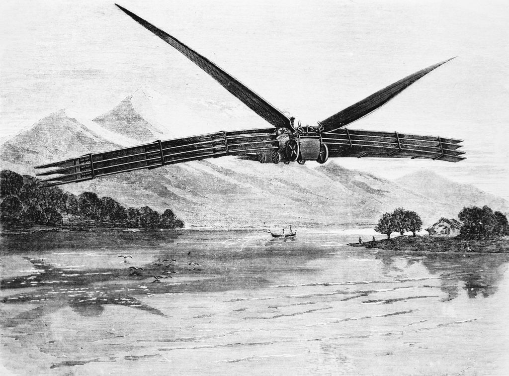 Detail of Steam Engined Airplane Flying by Anonymous
