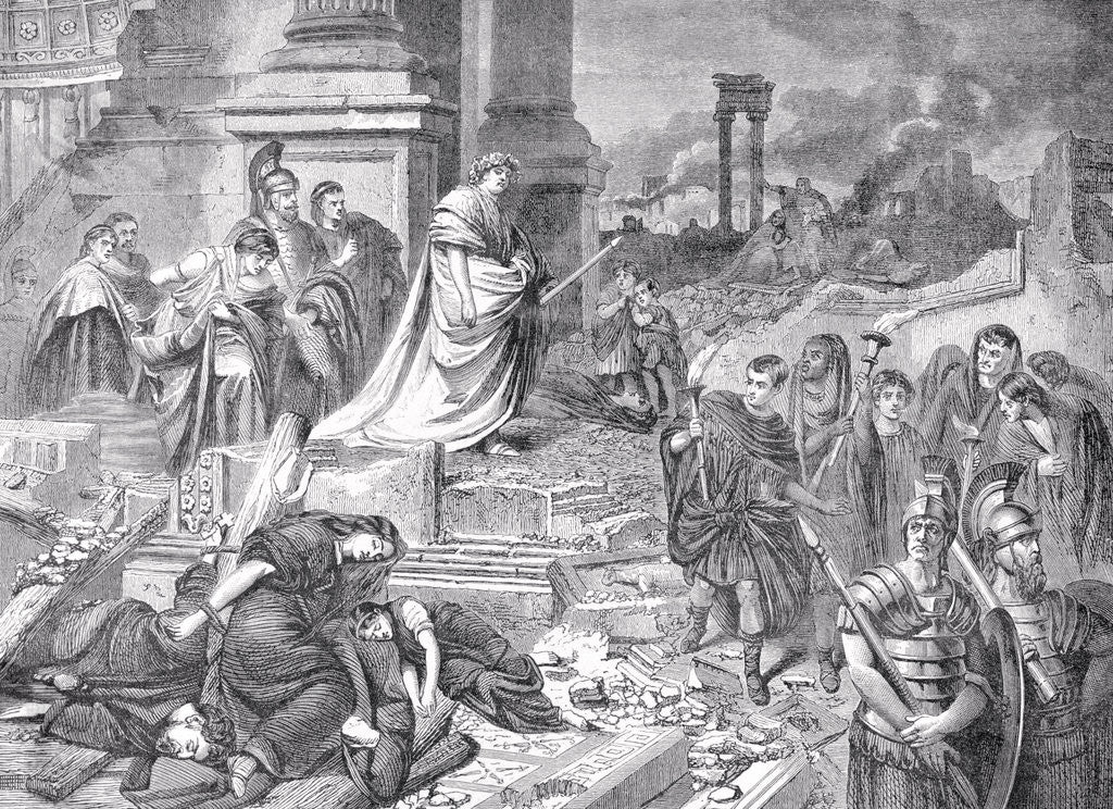 Detail of Nero Overlooking Soldiers and Prisoners by Anonymous