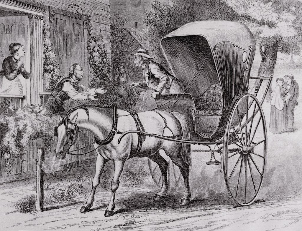 Detail of New Country Doctor Arriving in Town by Wagon by Corbis