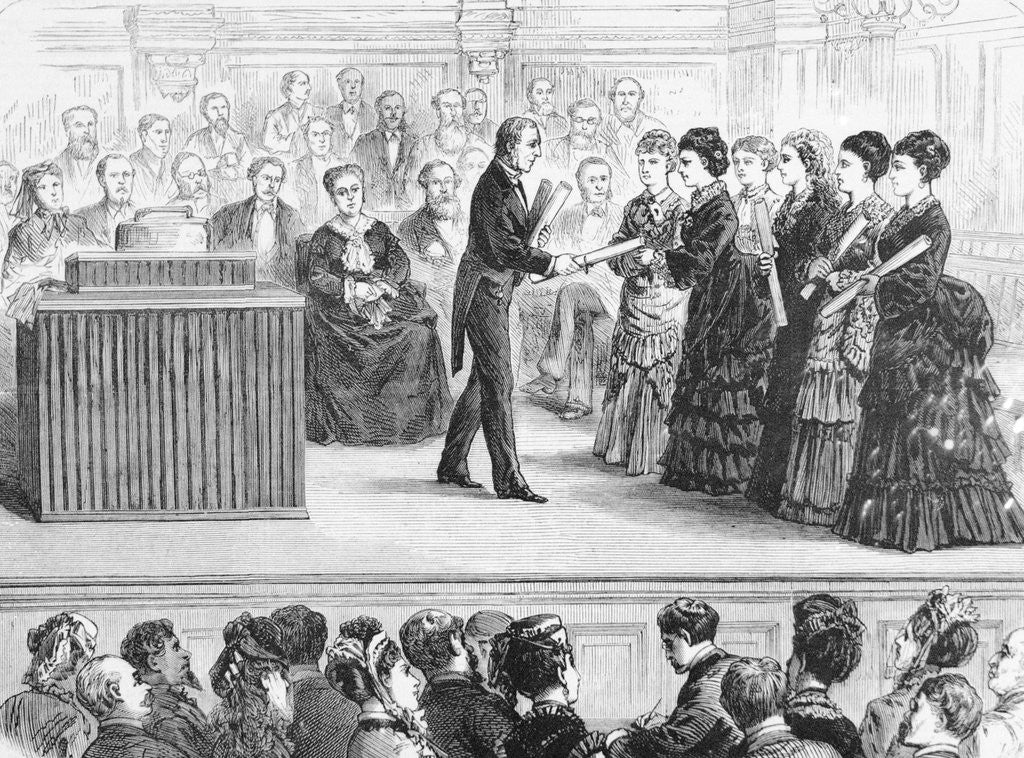 Detail of Women Receiving Diplomas by Anonymous