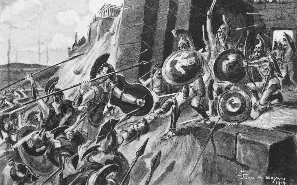 Detail of Print of the Spartans Capturing Mount Ithome by John A. Bryan