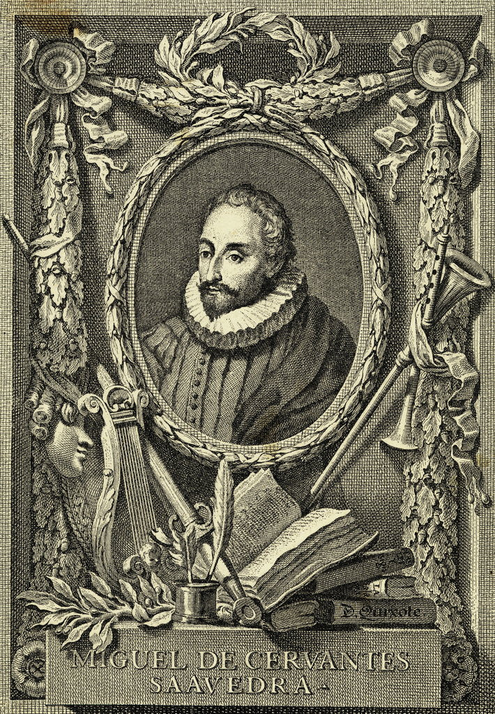 Detail of Portrait of Miguel de Cervantes Saavedra by Anonymous