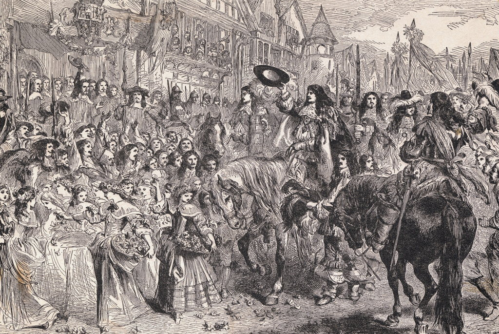 Detail of Charles II on Horseback Being Greeted by Citizens