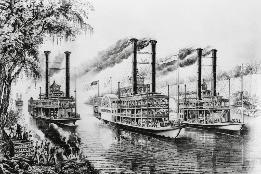 Detail of Steamboat Race by Anonymous