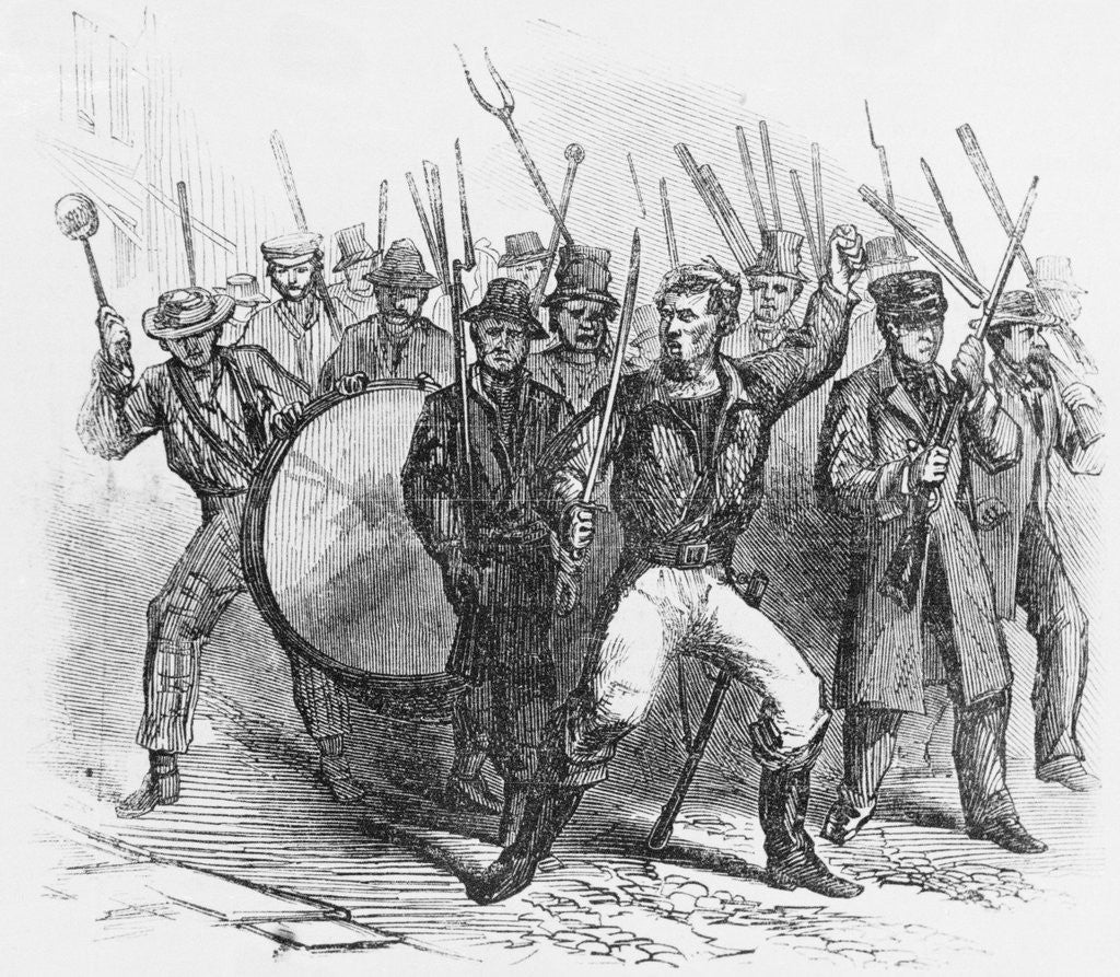 Detail of 19th-Century Woodcut of Rioters During the Louisville Bloody Monday Riots by Corbis
