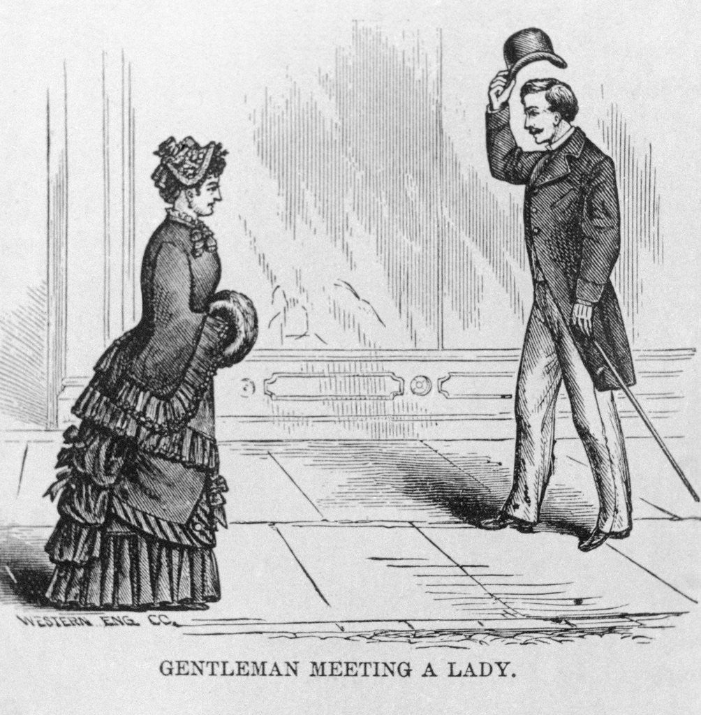 Detail of Gentleman Meeting a Lady by Anonymous