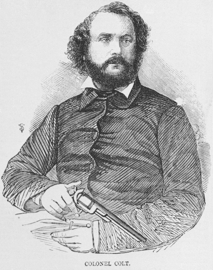 Detail of Portrait of Samuel Colt Holding Revolver by Anonymous