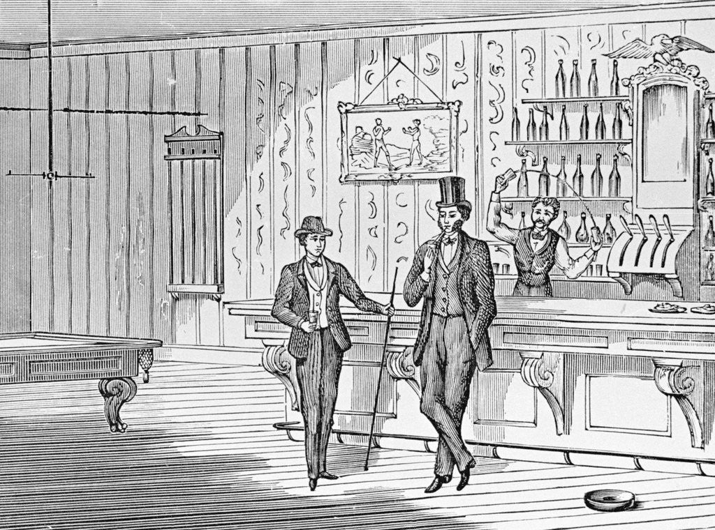 Detail of Illustration of Men in a Bar by Corbis
