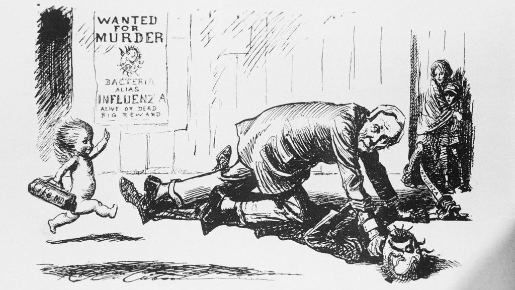 Detail of Illustrative Cartoon on Influenza Prevention by Anonymous