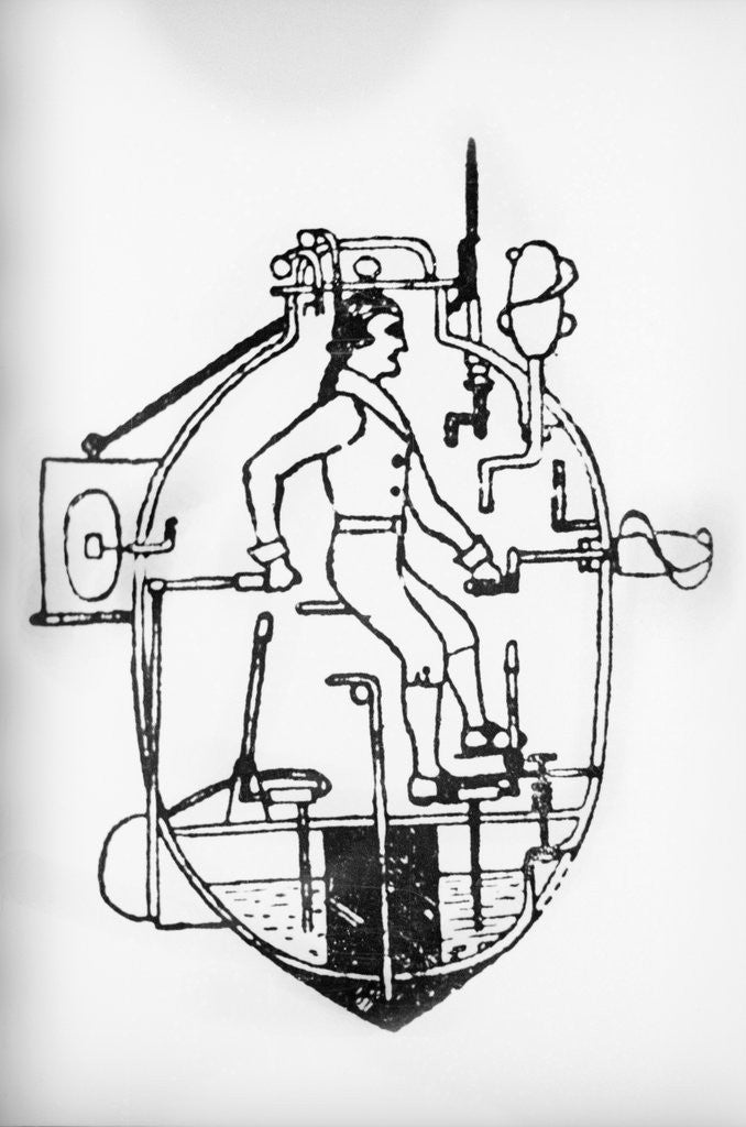 Detail of Cross Section of Turtle Submarine by Anonymous