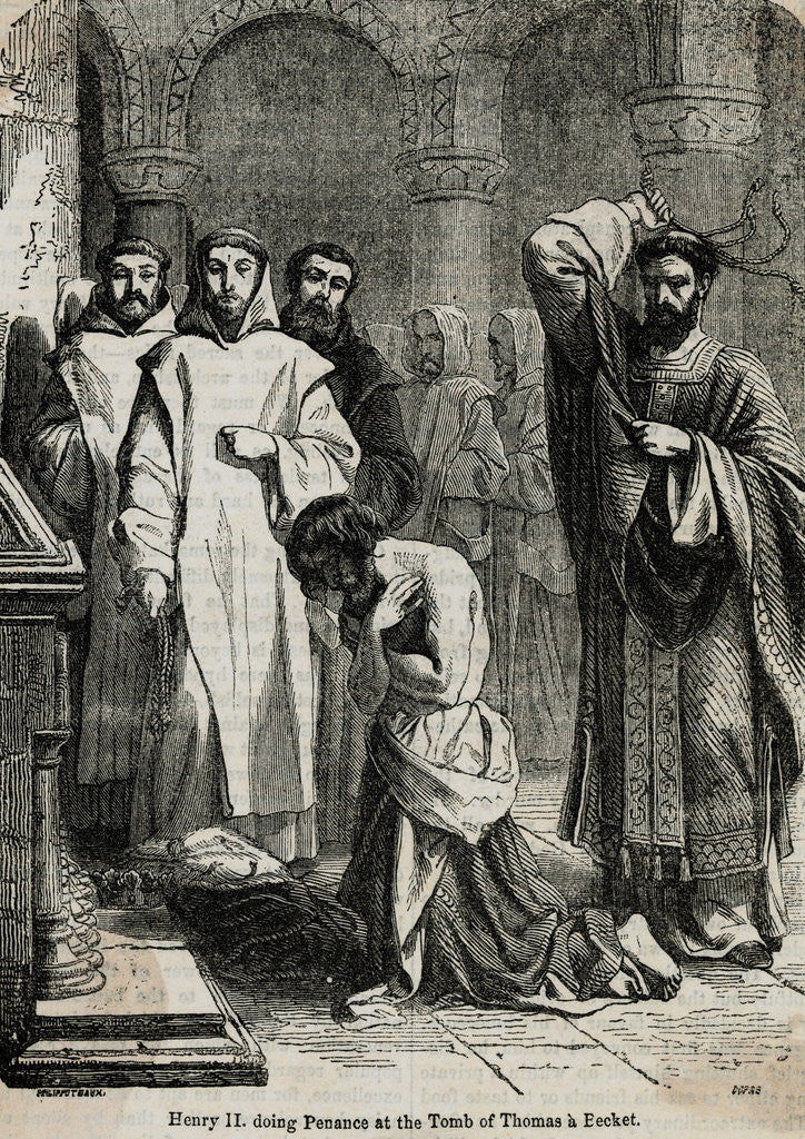 Detail of Illustration of Henry II Symbolically Whipped At Tomb of Thomas Becket by Anonymous