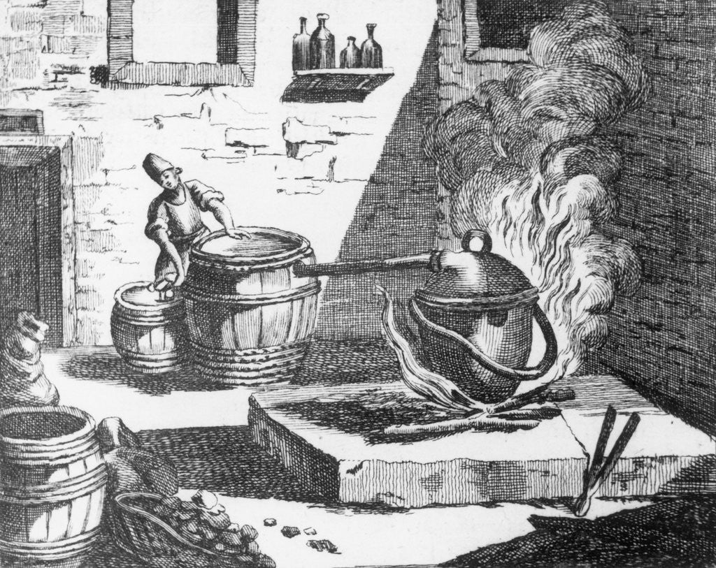 Detail of Engraving of 18th-Century Liquor Distallation by Anonymous