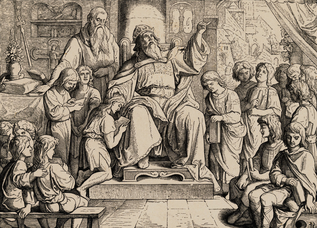 Detail of Charles the Great in the School of the Palace by Anonymous