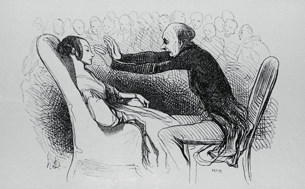 Detail of Illustration of a Man Hypnotizing Patient by Honore Daumier