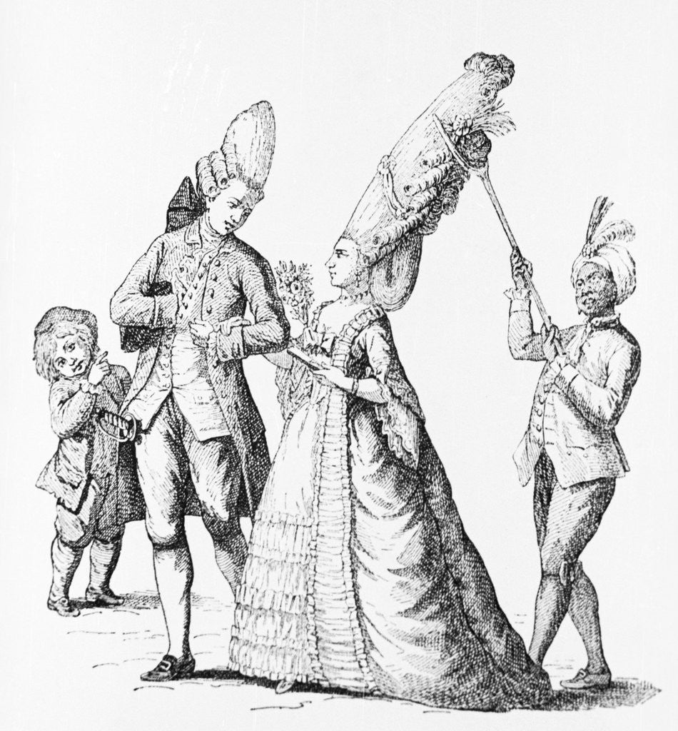 Detail of Servant Holding up Woman's Hairdo by Anonymous