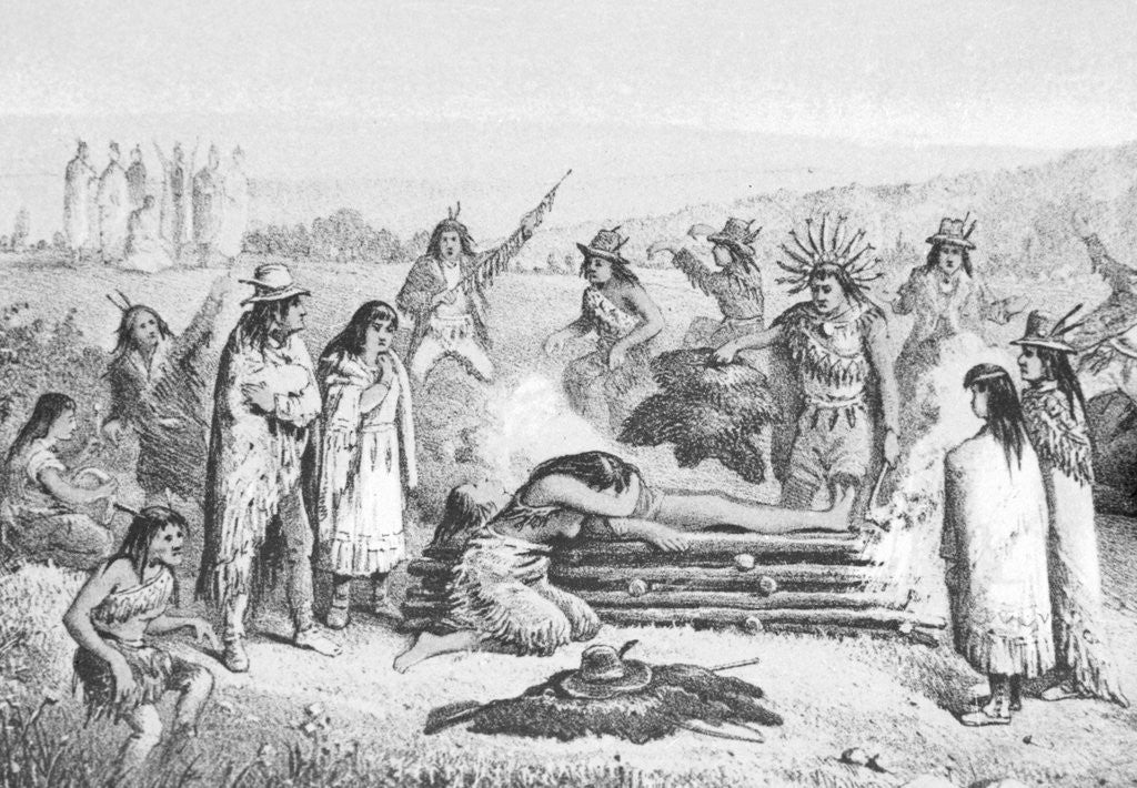 Detail of Illustration of Early Native Americans Burial Rites by Corbis