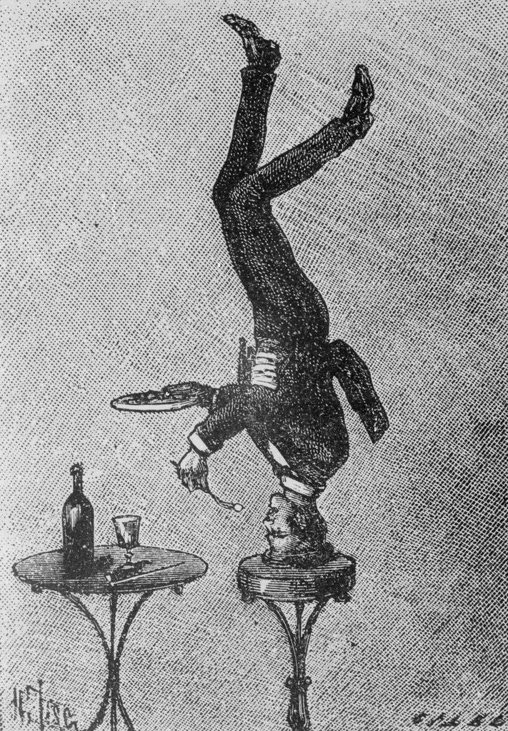 Detail of Man Standing on his Head Eating by Anonymous