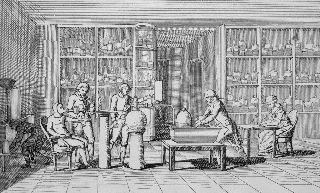 Detail of Antoine-Laurent Lavoisier Watching Lab Experiment by Anonymous
