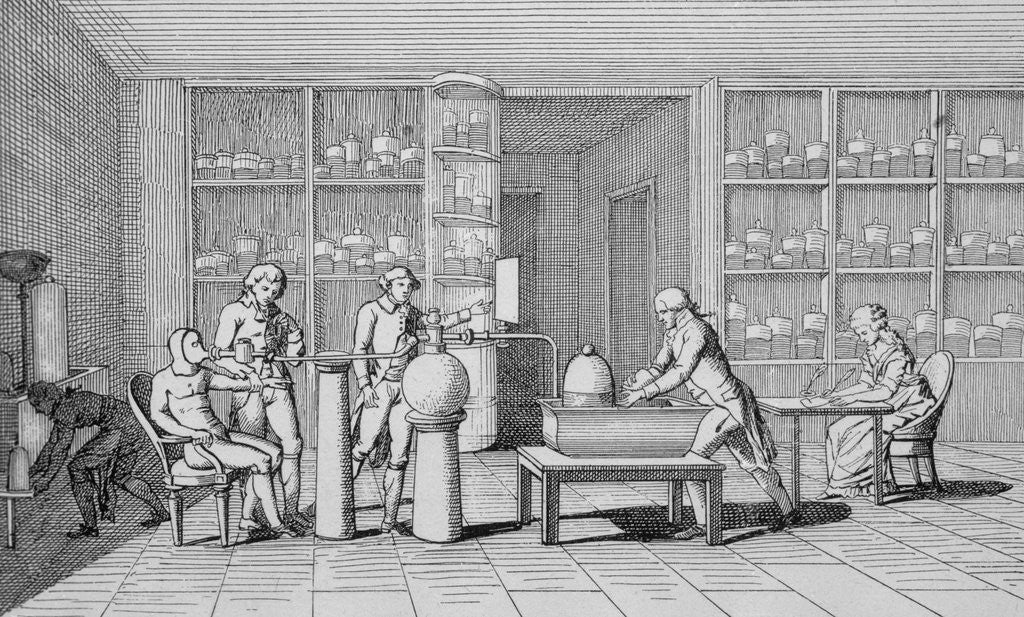 Detail of Antoine-Laurent Lavoisier Watching Lab Experiment by Corbis