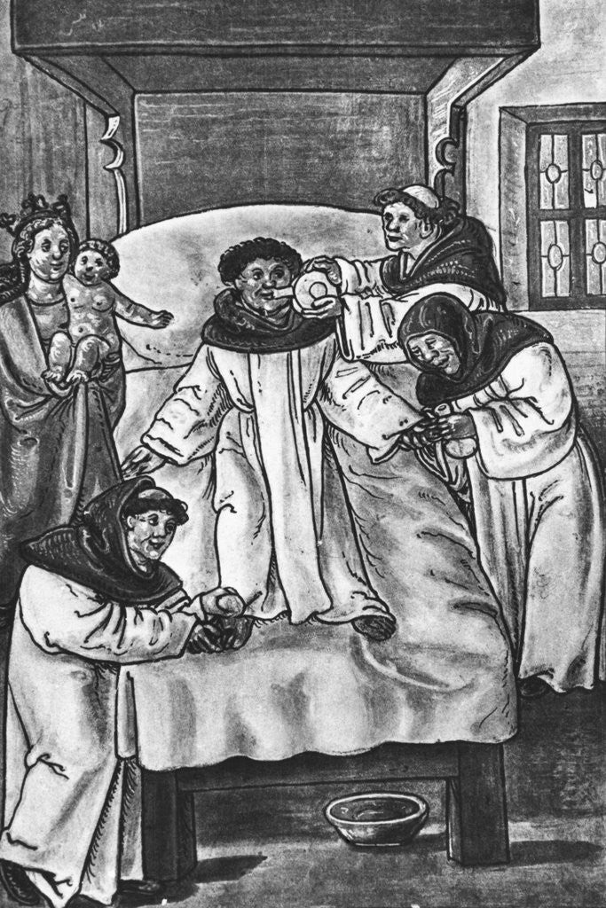 Detail of Monks Treating a Sick Lay Brother by Anonymous