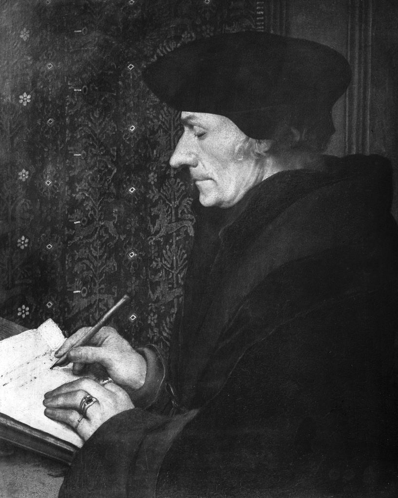 Detail of Desidarius Erasmus Writing At Desk by Corbis